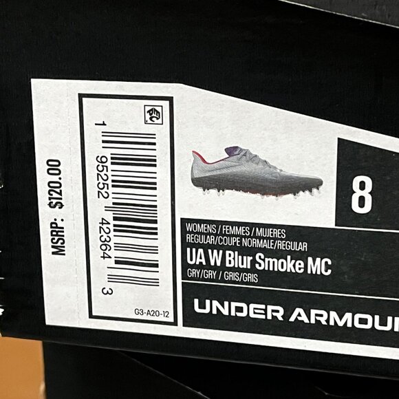 Under Armour Blur Smoke MC Women's Lacrosse Football Cleats, Gray, Size 8 NIB - Picture 7 of 7